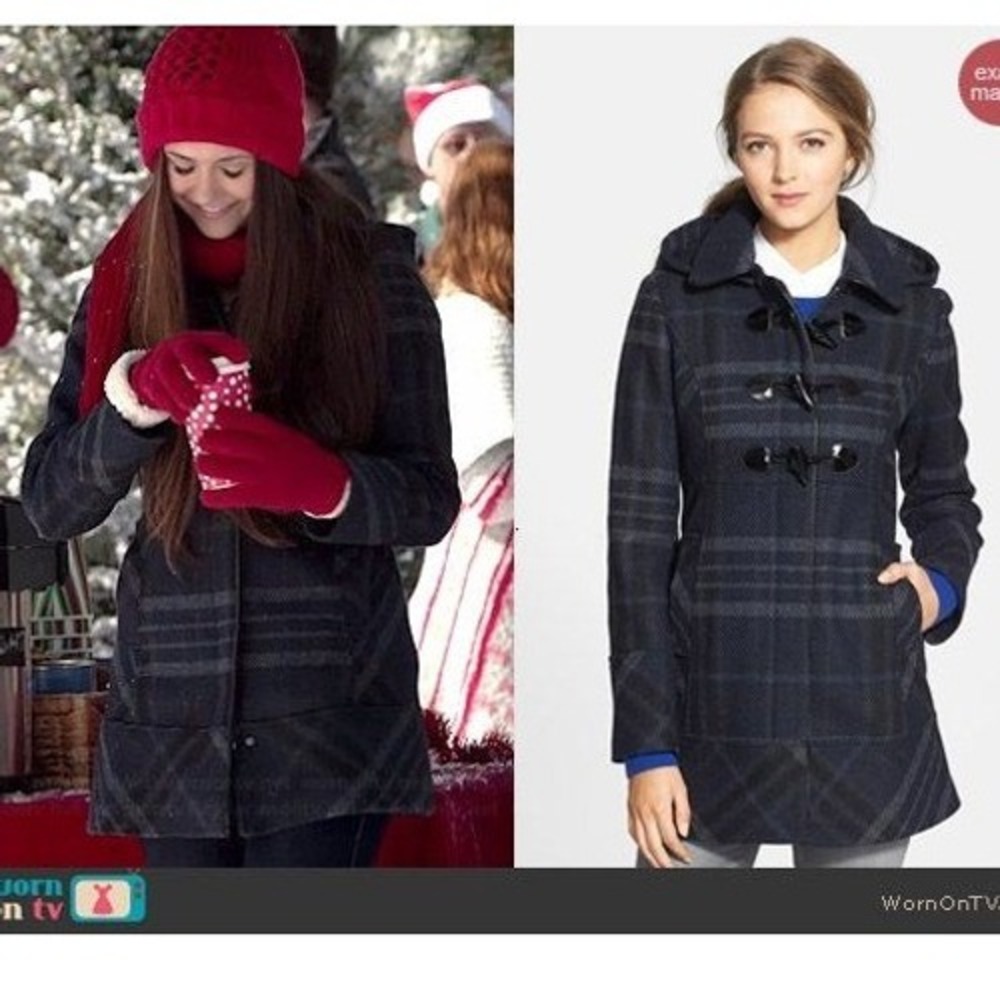 Guess Plaid Toggle Front Coat Elena Gilbert Vampire Diaries | XL | Navy